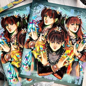 Babymetal art print, Metalhead art print, Gifts for metalheads, Metal band art, Band art print, Music gifts, Kawaii metal, Metal band art