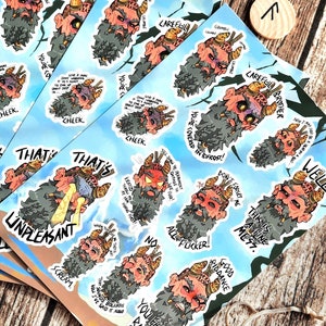 Mimir sticker sheets, Norse mythology stickers, GOW sticker sheet, Video game stickers, Gifts for gamers, Video game gifts, Funny stickers