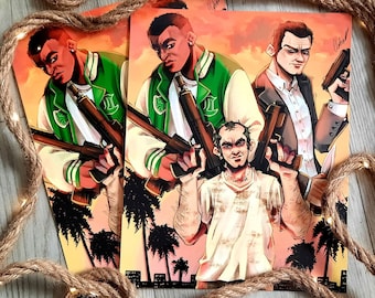 Trevor, Michael, Franklin, Video game print, Video game gifts, Gifts for gamers, Art print gifts, Video game classics, game of the year