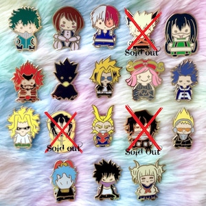 Chibi Academia Pins, MHA chibi pins, Cute anime chibi pins, Cute anime gifts, Cute Anime enamel pins, BNHA enamel pins, Enamel pin gifts