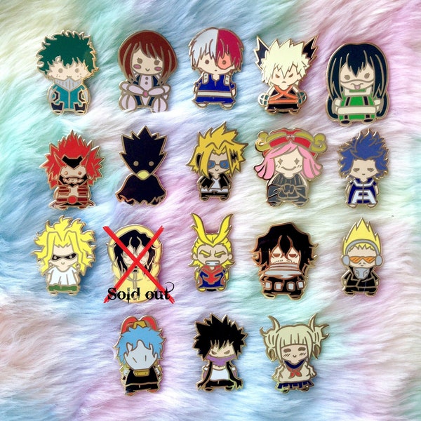 Chibi Academia Pins, MHA chibi pins, Cute anime chibi pins, Cute anime gifts, Cute Anime enamel pins, BNHA enamel pins, Enamel pin gifts