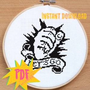 Rancid cross stitch pattern - ska punk rock crust metal rock