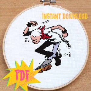 Circle Jerks logo pit kid cross stitch - punk patch battle vest