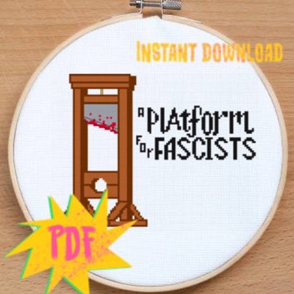 Guillotine - A Platform for Fascists cross stitch pattern - antifascist revolution