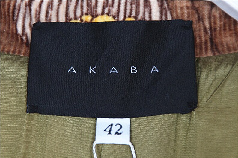 Woman/'s Brown And Yellow Cotton Corduroy Jacket 70/'s Pattern Jacket Vintage Italian Akaba Corduroy Trenchcoat Size L