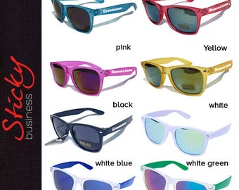 personalisierte Sonnenbrille mit Text, Junggesellinnenabschied Sonnenbrille, personalisierte verspiegelte Sonnenbrille, Junggesellinnenabschied, Brautparty, Brautpartys