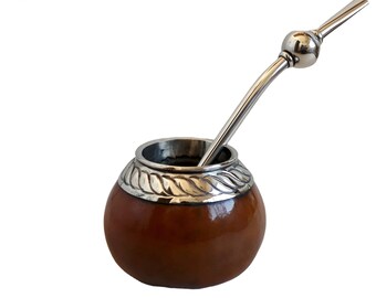 Black "Tango Dancing" Gourd.Traditional Yerba Mate drinking cup 