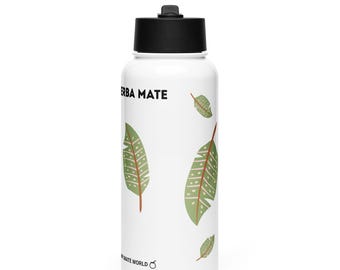 Yerba Mate Insulated Stainless Steel Water Bottle | 32 oz Energy Drink Tumbler