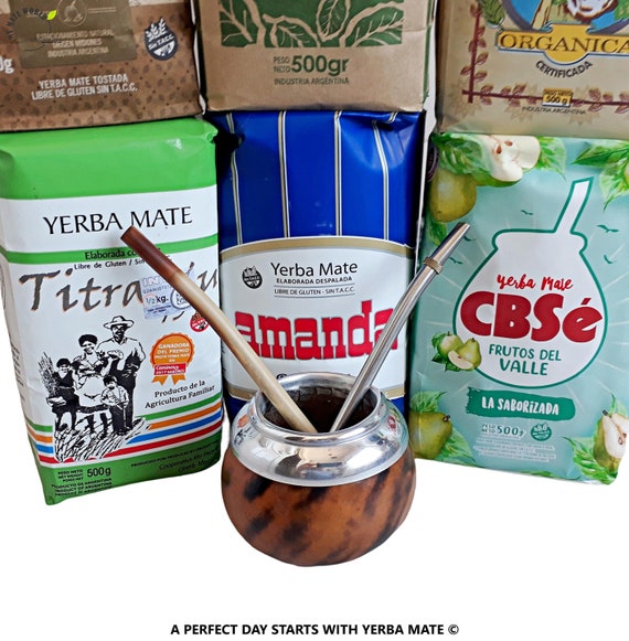 6 Yerba Mate Bags ALL TYPES Sample Kit woodgrain Mate Gourd Plus 2