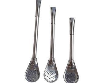 スタイリッシュなステンレス製ボンビージャストロー – Inox 304 スプーンフィルター付き、14～18.5cm