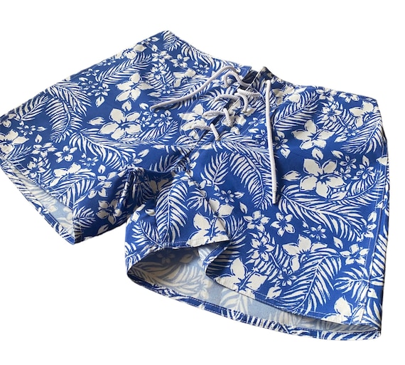 Vintage 70s Board Shorts look new blue and white … - image 2