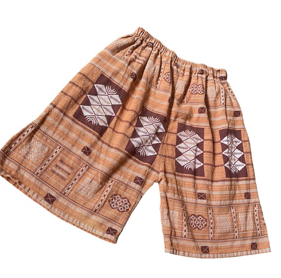 Vintage Native Textured Shorts orange brown print… - image 4