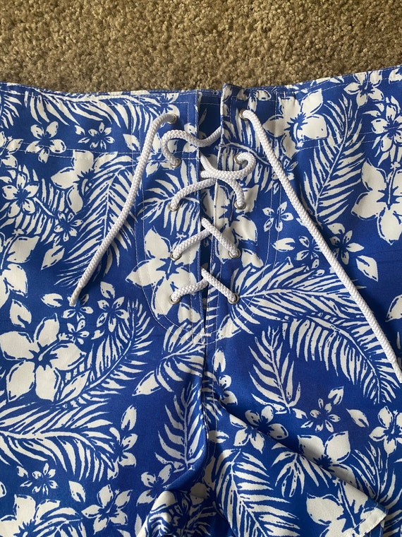Vintage 70s Board Shorts look new blue and white … - image 6