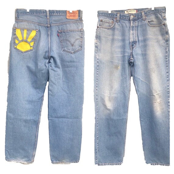 Vtg 550 Levis, custom painted levis, vtg levis Sz