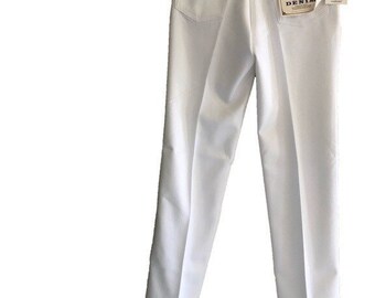 Vtg White Braxton Jeans,Deadstock, Womens Vintage 34,High Waisted, Western wear, sale festival embroidered crest classic straight long