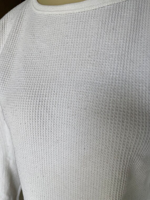 Vintage White Waffle Thermal Womens XL Mens Large Textured