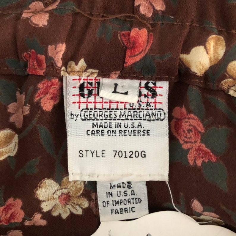 Vtg Georges Marciano Guess Floral paper bag Pants high waisted tie waist Womens Vintage Large polyester flowers sheer cover up festival