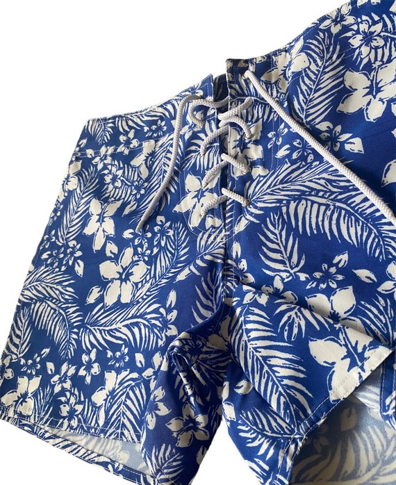 Vintage 70s Board Shorts look new blue and white … - image 3
