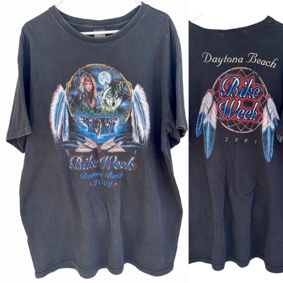 T-shirt Vintage Daytona Beach Florida 'Feel The Thunder' - Taille L Homme (occasion Bon état)