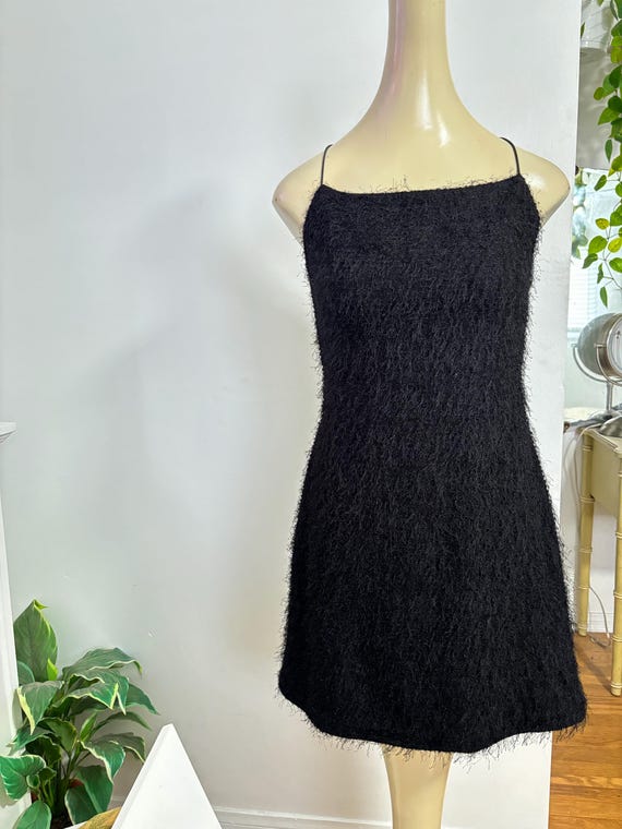 Vintage 80's Black Fuzzy Dress Straps in Back Just a Perfect Design by City  Studios Polyester Women's Large Furry Soft Little Black Dress