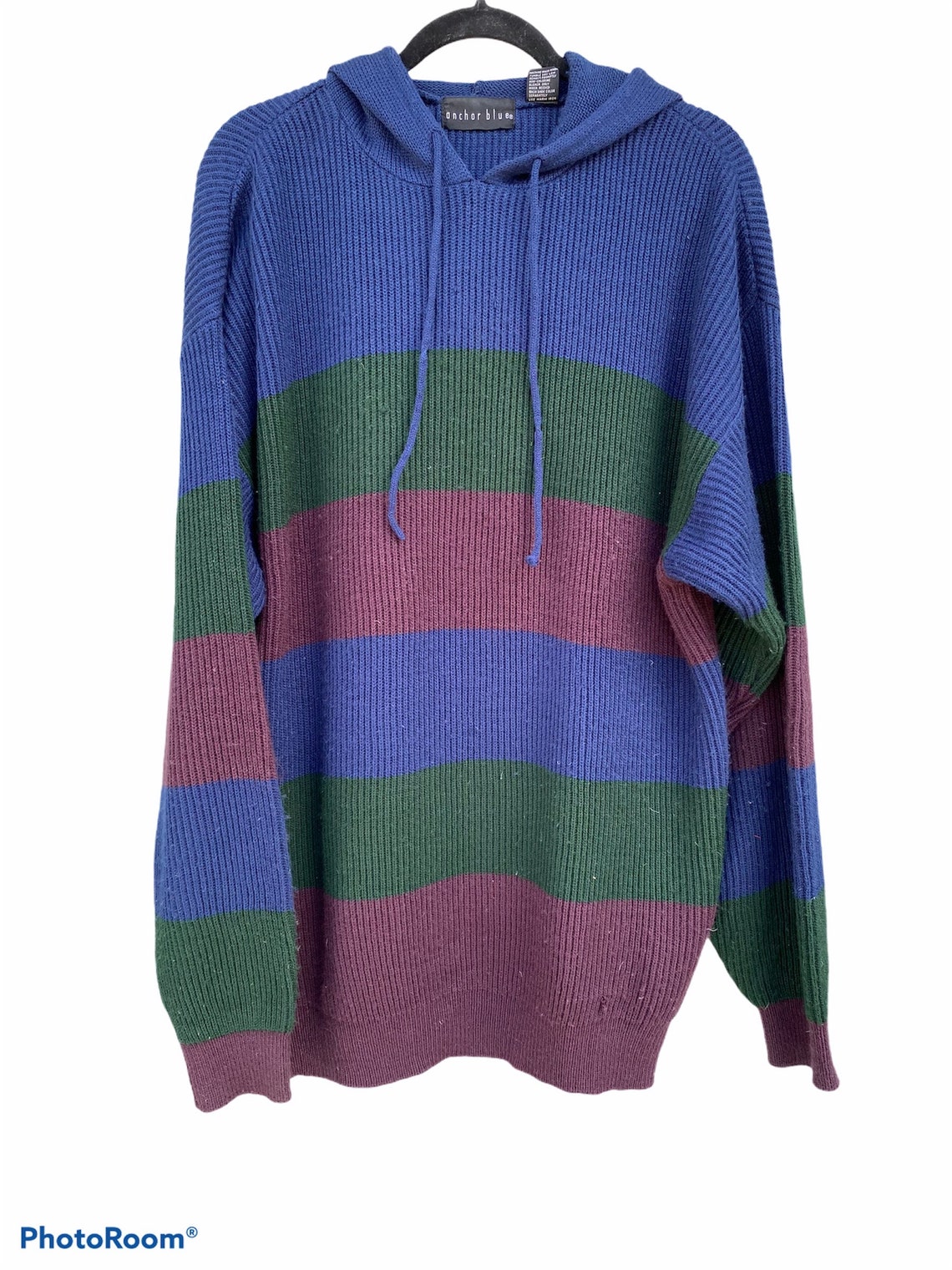Vintage Anchor Blue Striped Hoodie Sweater Hooded Purple Blue - Etsy ...