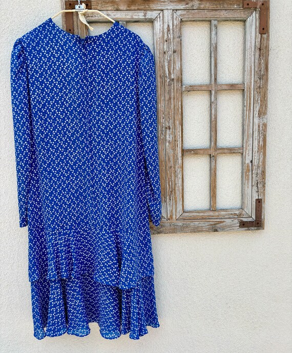 Vintage Leslie Fay Blue dress White Boys tiered r… - image 7