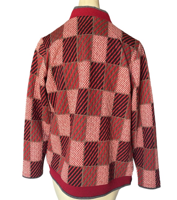 Vintage Patchwork Checkered red zip up jacket tex… - image 6