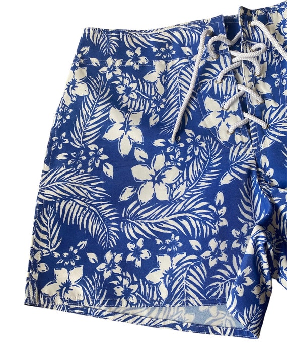 Vintage 70s Board Shorts look new blue and white … - image 4