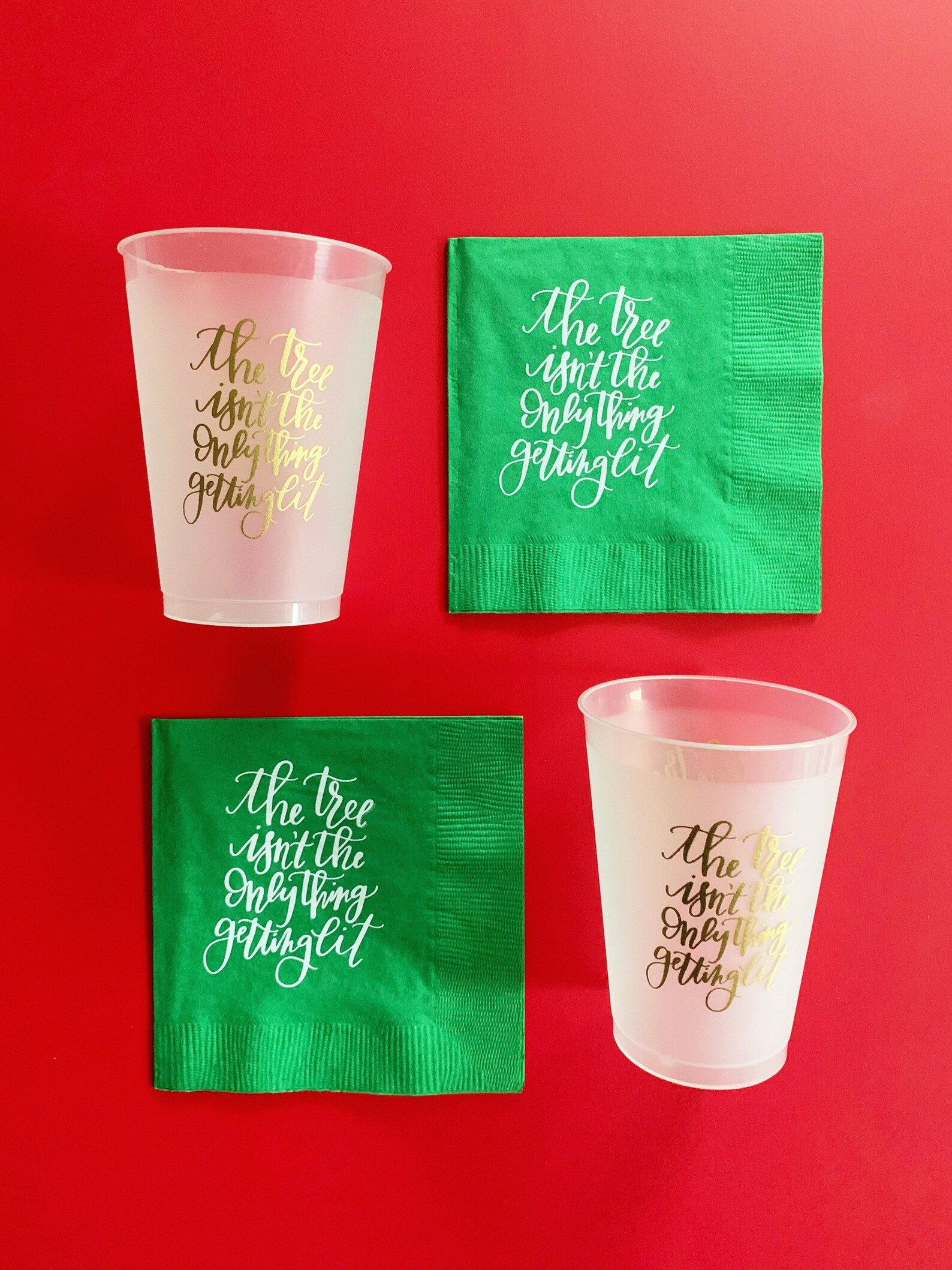 Get Lit Cocktail Napkin Funny Christmas Napkins Christmas Etsy