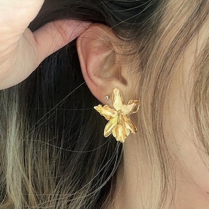 Orchid Earrings Small Flower Stud Earrings Orchids Earrings Gold Plated Exotic Flower Earrings Handcrafted Orchid Earrings