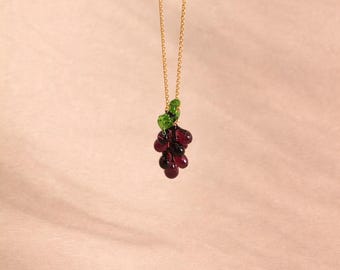 Collar de Fresa Collar de frutas Collar para el Verano Joyeria para el Verano Fresa hecha a mano en vidrio Collares para el verano