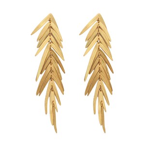 Leaf Earrings Bridal Handmade Gold Earrings Palm Leaf Earrings Dangle earrings Leaf Earrings Drop Earrings Special occasion earrings image 3