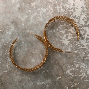 Gold Palm Hoop Earrings Statement Hoops Gold Earrings Large Hoop Earrings Chunky Hoop Palm Earrings image 6