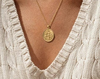 Sagittarius Zodiac Coin Necklace: 24K Gold-Plated Astrology Charm