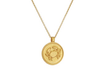 Cancer Zodiac Gold Necklace Cancer Gold Sign Necklace Astrology Gift for her