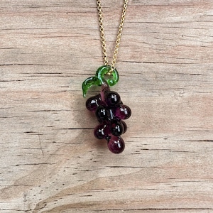 Grape Charm Necklace Glass Grapes Necklace Grape Necklace Grape jewelry Banana Necklace Summer fruit Jewelry Summer Necklace cute gift