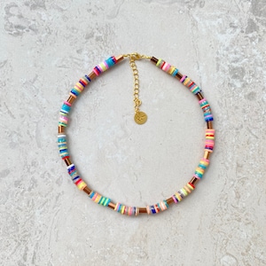 Colorful Necklace Hematite beaded choker necklace with glitter, Beaded choker necklace, Layering Choker Necklace