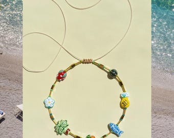 Ceramic Charm Necklace: Italian Summer Coastal Jewelry