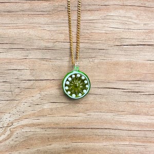 Lime Necklace Lemon Charm Glass Fruit Necklace Fruit Jewelry Glass Charm Necklace Lime Charm Gift for her Fruit Lover Summer Accessories
