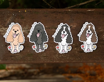 Just a little Cocky Sticker: American Cocker Spaniel with Flowers, 4 colors