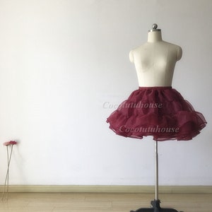 Supper Puffy Red Wine/Burgundy Organza Skirt/ Adult Women Short Skirt/ Chirstmas Skirt/TUTU Skirt/Wedding Dress Underskirt/Bachelorette TuTu