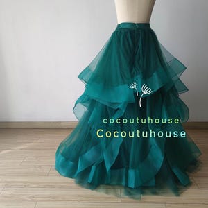 Smaragdgrüner breiter Pferdehaar-Spitze-Maxi-Tüllrock/Weihnachtsbaum-Rock/Bachelorette/Valentinstag/Abschlussball/Pre-Paided-Duty-Set (DDP), Versand nach Deutschland