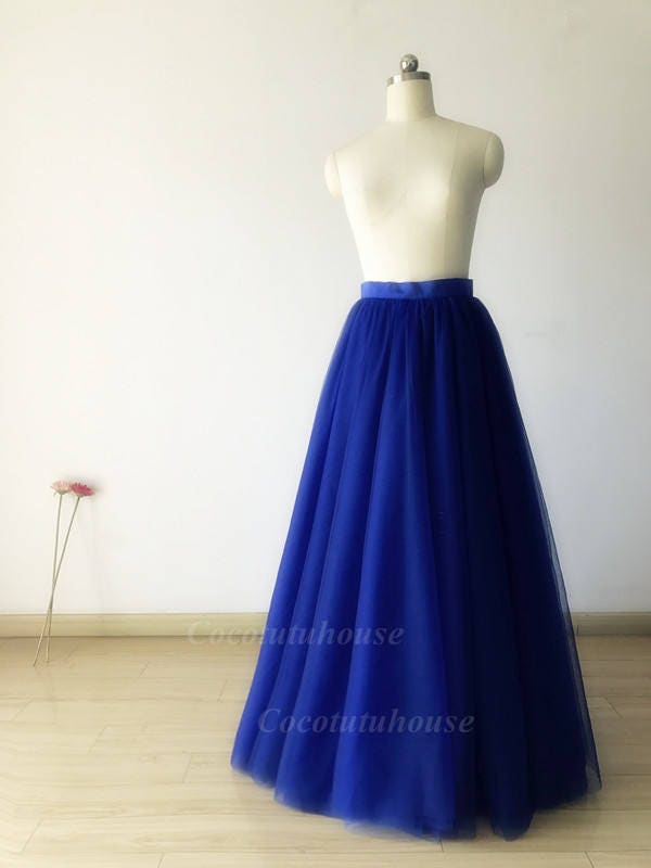 Elegant Royal Blue Tulle Skirts Hi Low Ruffled Women Tutu Skirt Custom Made  Any Color Formal