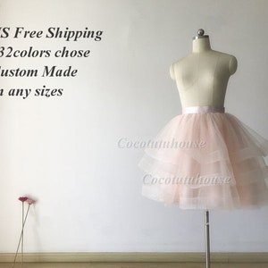 Blush Pink Cupcake Tulle Skirt/Tiered Horse Hair Tulle Skirt/Women Tulle Skirt/ShortTUTU/WeddingDress Underskirt/Bridesmaid/BacheloretteTuTu