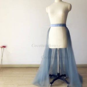 Dusty Blue/ Dusty Blue Split tulle skirt/Overskirt/Overlap/Floor Length Overlap /Adult Women/Wedding Dress/Bachelorette Long Overskirt