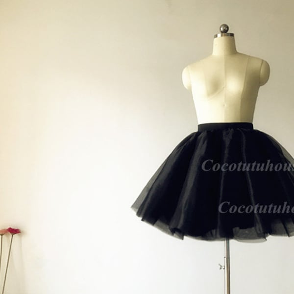 Black Tulle Skirt/Super Puffy Tulle Skirt/Women Tulle Skirt/Short TUTU Skirt/Wedding Dress Underskirt/Bridesmaid/Valentine’s Day Gift
