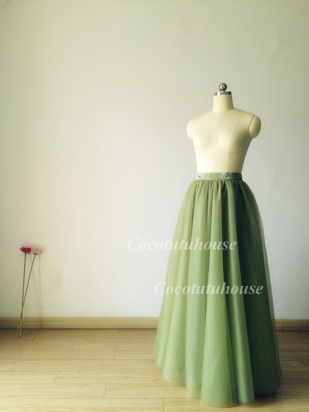 Olive Green Soft Tulle Skirt /olive Green Women Horsehair Tulle Skirt Long Skirt/wedding Dress