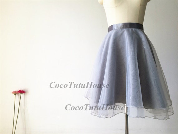Gray Organza Tulle Skirt/ Adult Women Short Skirt/ Bridesmaid