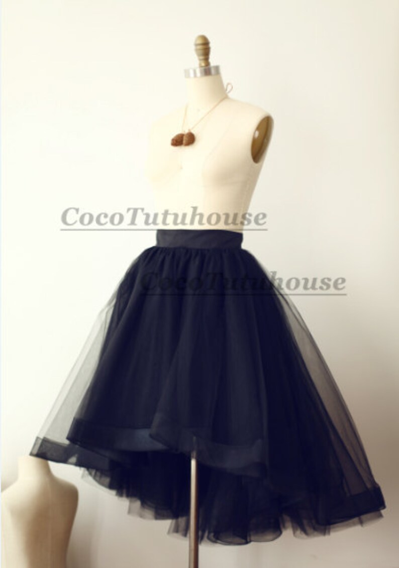 On Sale, Black Hi Low Tulle Skirt /Adult Women Horsehair Tulle Skirt/Wedding Dress Underskirt//Bridesmaid/Valentines Day Gift image 5