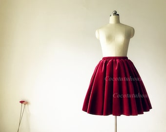 Christmas Red Wine/burgundy Velvet Skirt /adult Women Red Velvet